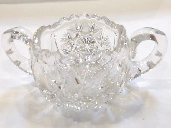 Unbranded Other - Antique APB Cut Crystal Sugar Bowl, Sawtooth Rim,‎ Two Handles